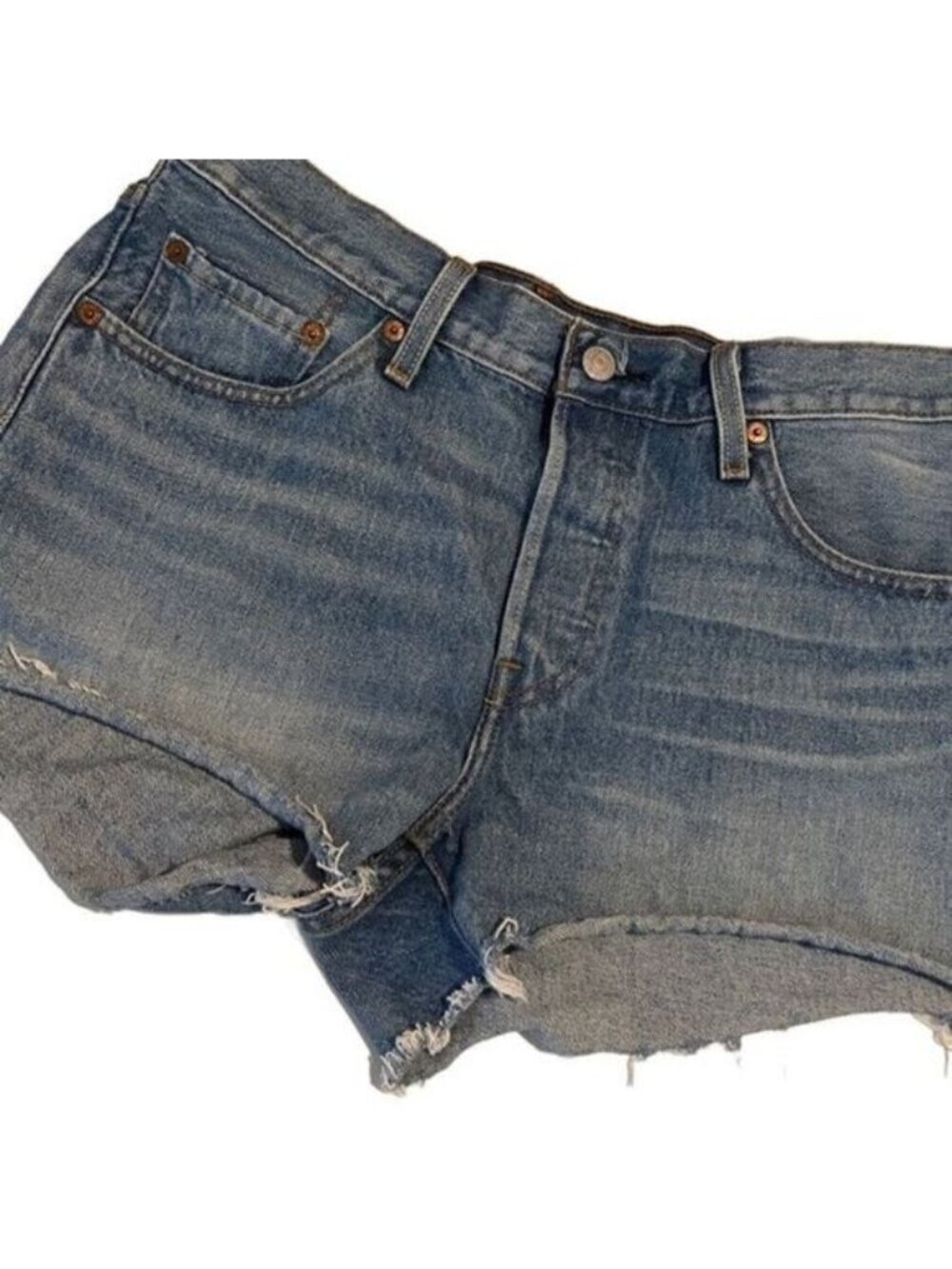 Levi’s Denim Five Pocket Button Fly Cotton Frayed Cutoff Short‎ Shorts Size 28